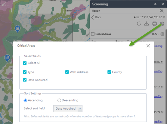 Select the fields to be presented with the results Select the fields to be presented with the results