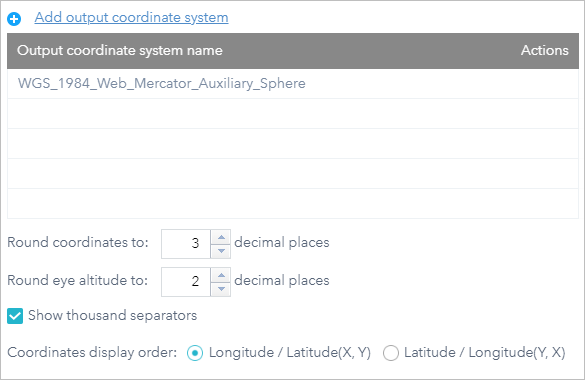 Configure Coordinate window Configure Coordinate window